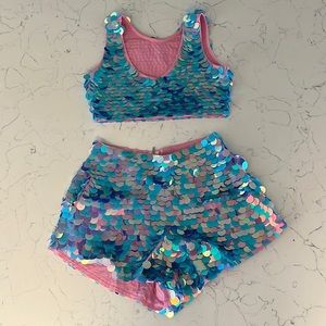 Rosa Bloom Twinks Sequin Crop Top and Juno Sequin Shorts - XS